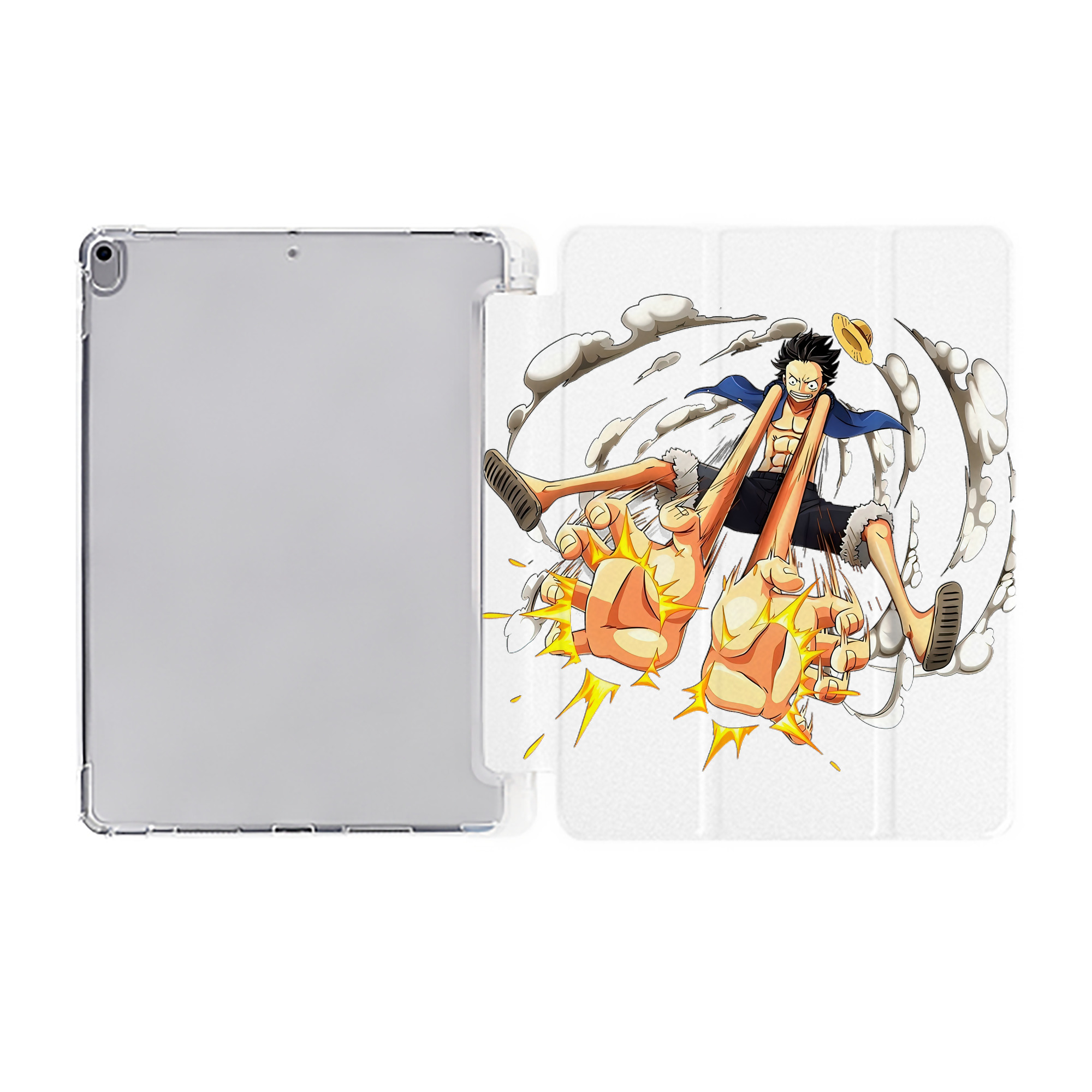 （画像用） ワンピース モンキー・D・ルフィ ONE PIECE Monkey D. Luffy IPad ケース ペン収納付き 三つ折りスタンド PUレザー×シリコン 対応機種9.5/10.5/10.9インチ